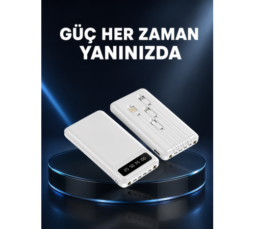 Kamp ve Seyahat İçin 20.000mAh LED Işıklı Hızlı Şarj Powerbank Yeni Nesil