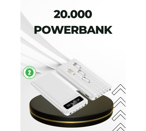 20.000mAh Taşınabilir Powerbank PD Teknolojili Çift USB Çıkışlı