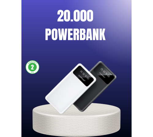 Akıllı LCD Ekranlı 20.000mAh Powerbank PD + USB + Type-C