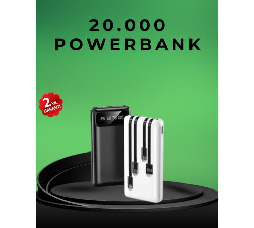 Kamp ve Seyahat İçin 20.000mAh LED Işıklı Hızlı Şarj Powerbank