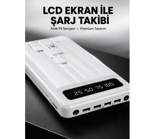 20.000mAh Taşınabilir Powerbank PD Teknolojili Çift USB Çıkışlı Yeni Nesil