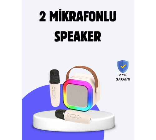 Taşınabilir Bluetooth Karaoke Hoparlör – 2400 mAh Batarya