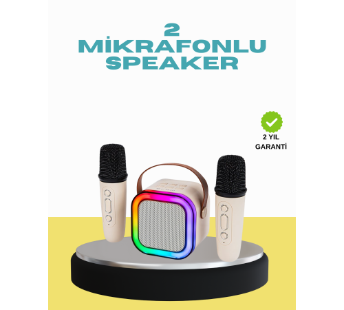 LED Işıklı Taşınabilir Karaoke Hoparlör – USB & AUX Girişli