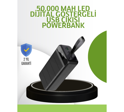 Ultra Güçlü 50.000 mAh Powerbank – LED Ekranlı, Çoklu Bağlantı Seçenekli, Akıllı Koruma Sistemli Şarj Ünitesi