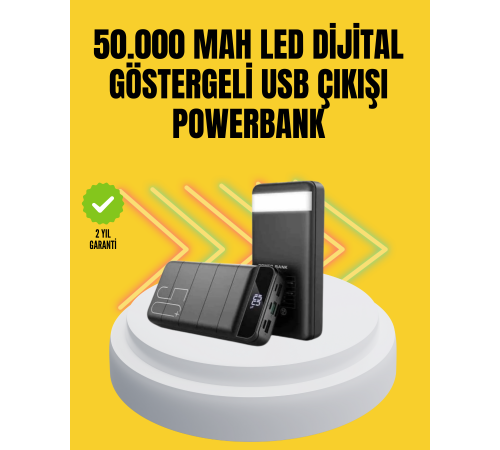 Profesyonel 50.000 mAh Powerbank – Aynı Anda Birden Fazla Cihaz Şarj Eden, Dayanıklı ve Güvenli Taşınabilir Şarj Cihazı