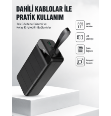 50.000 mAh Kapasiteli Powerbank – Hızlı Şarj Destekli, 4 USB Portlu, LED Işıklı Taşınabilir Enerji Deposu