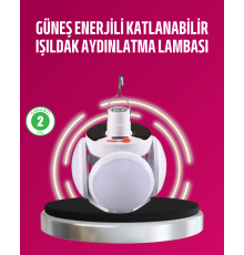 Solar ve USB Şarjlı Su Geçirmez Katlanabilir LED Lamba