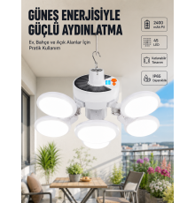 Güneş Enerjili Katlanabilir 5 Kanatlı Solar Bahçe Lambası