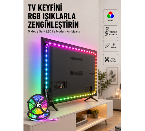 Enerji Tasarruflu RGB Şerit LED 5 Metre