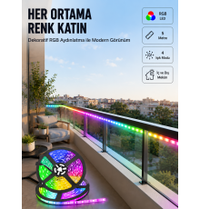 5 Metre Kumandalı RGB Şerit LED Aydınlatma