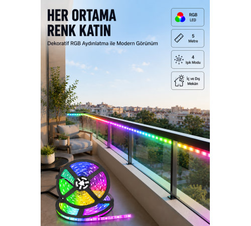 5 Metre Kumandalı RGB Şerit LED Aydınlatma