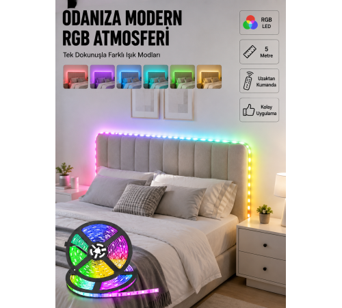 Dekoratif Kumandalı Şerit LED 5 Metre