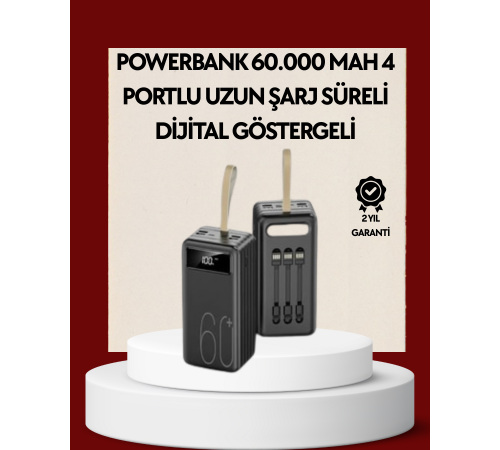 4 Çıkışlı Hızlı Şarj Destekli Powerbank
