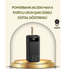 Tüm Cihazlarla Uyumlu LED Fenerli 4 Çıkışlı Powerbank