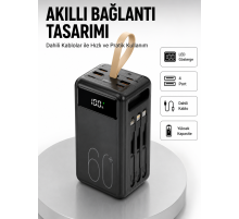 Tüm Cihazlarla Uyumlu LED Fenerli 4 Çıkışlı Powerbank Yeni Nesil