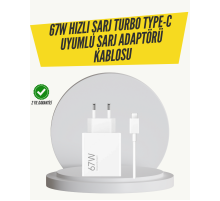 67W Turbo Hızlı Şarj Adaptörü ve Type-C Kablo Güvenli Şarj Teknolojisi