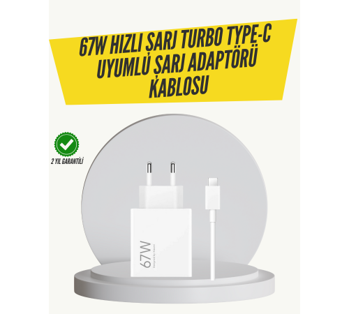 67W Turbo Hızlı Şarj Adaptörü ve Type-C Kablo Güvenli Şarj Teknolojisi