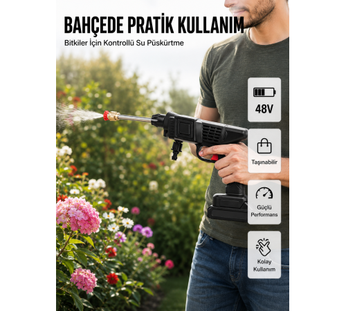 48V Şarjlı Basınçlı Yıkama Cihazı Köpük Hazneli 2025 Orijinal Model