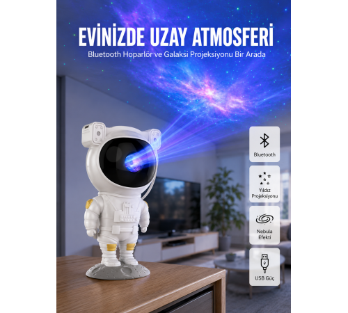 Yıldız ve Ay Efektli Uzaktan Kumandalı Projeksiyon Lamba