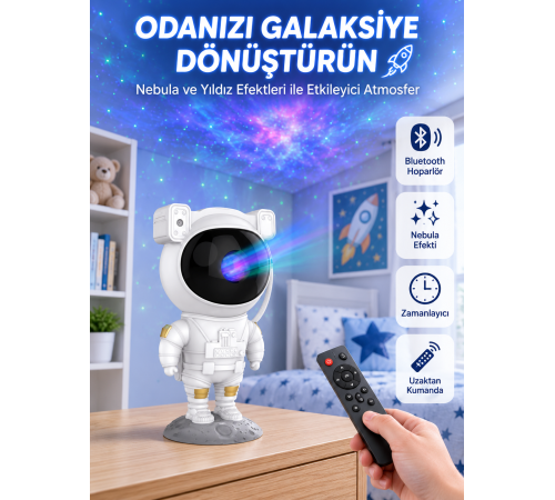 Dekoratif ve Fonksiyonel Astronot Projeksiyon Aydınlatma