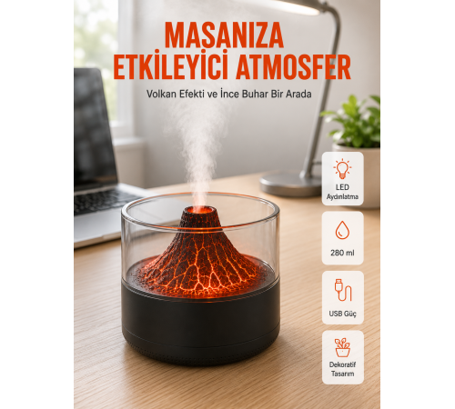 Şık Tasarımlı Aromaterapi ve Nemlendirici Cihaz