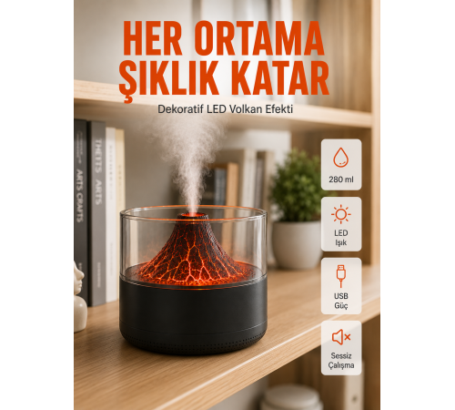 Aromaterapi Difüzörlü Sessiz Çalışan Hava Nemlendirici