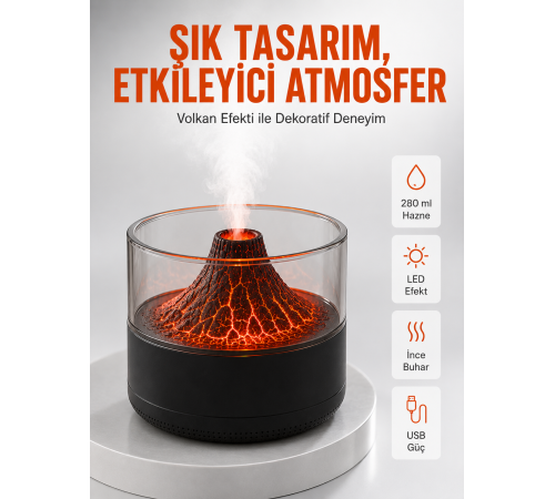 Su Hazneli LED Işıklı Aromaterapi Difüzörü