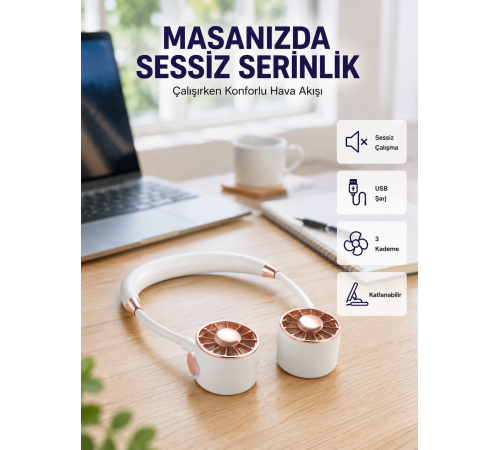 Katlanabilir Asılabilir Mini Fan USB Şarjlı 3 Kademeli Sessiz