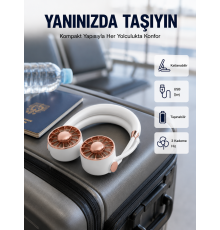 USB Şarjlı Katlanabilir Mini Boyun Fanı 1–3 Saat Kullanım