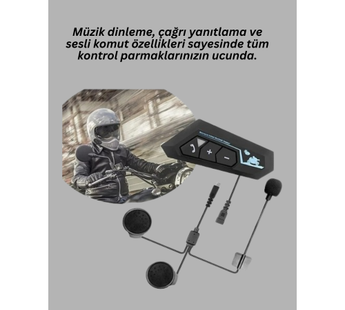 Bluetooth 5.0 Motosiklet Kask Kulaklık Eller Serbest ve Müzik Özellikli