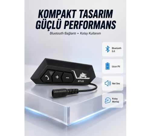 BT22 Motosiklet Kask İçi Bluetooth Kulaklık İnterkom Destekli Yeni Nesil