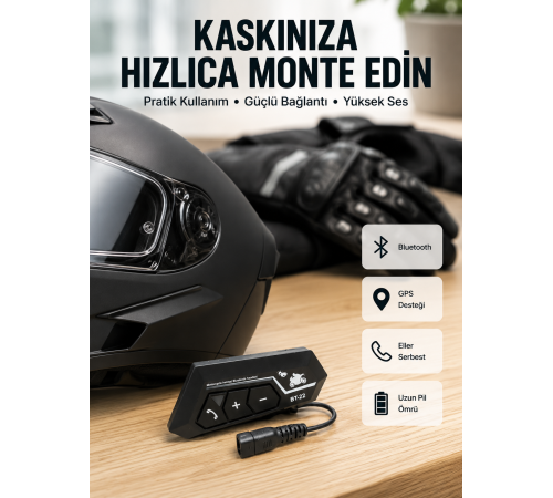BT22 Kask Bluetooth Kulaklık Su Geçirmez Motosiklet İletişim Sistemi Yeni Nesil