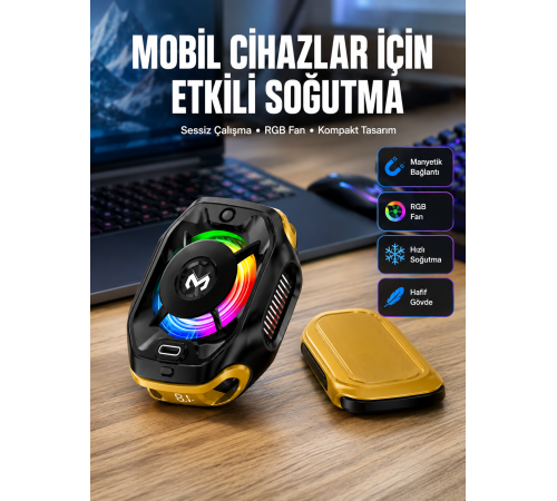 Manyetik Montajlı Dijital Ekranlı Telefon Soğutucu Yeni Nesil