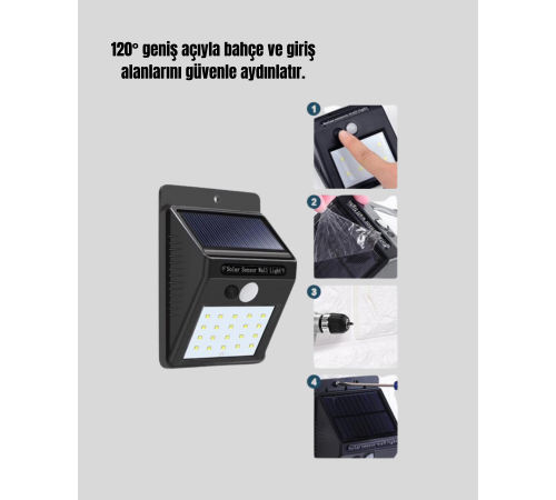 Hareket Algılamalı Solar LED Güvenlik Lambası