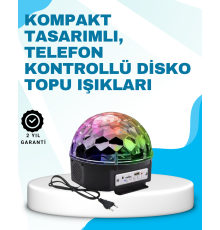 Bluetooth Bağlantılı Renkli Masaüstü Disko Topu Işık Gösterisi