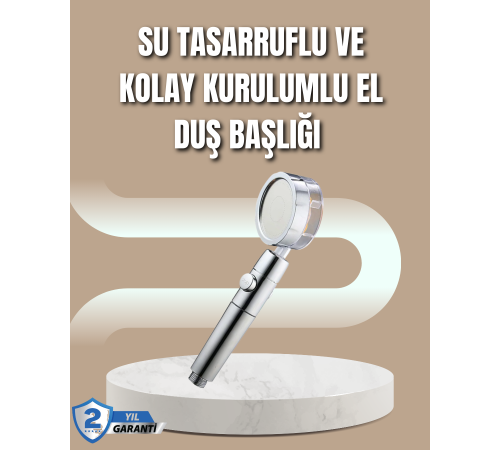 Yüksek Basınçlı 3 Fonksiyonlu Duş Başlığı