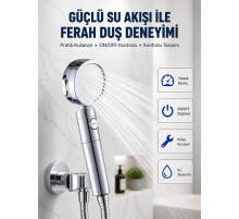 Şelale Sisi ve Masaj Özellikli Banyo Duş Başlığı