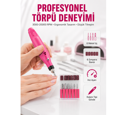 6 Uçlu Elektrikli Manikür Pedikür Seti Yeni Nesil