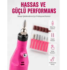 Elektrikli Manikür Pedikür Törpü Seti 6 Başlıklı Yeni Nesil