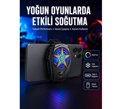 Dijital Göstergeli Evrensel Telefon Soğutma Fanı Yeni Nesil