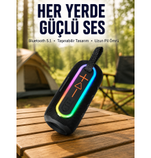 Renkli LED Işıklı Kablosuz Hoparlör IP67 Sertifikalı Yeni Nesil