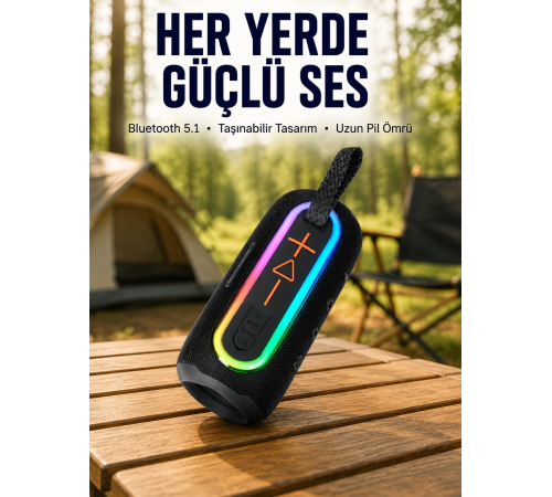 Renkli LED Işıklı Kablosuz Hoparlör IP67 Sertifikalı Yeni Nesil