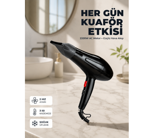 Profesyonel 2200W Saç Kurutma Makinesi Yüksek Performans