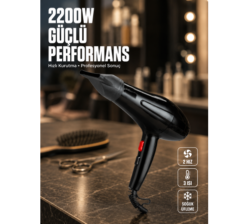 Soğuk Üfleme Özellikli 2200W Profesyonel Fön Makinesi