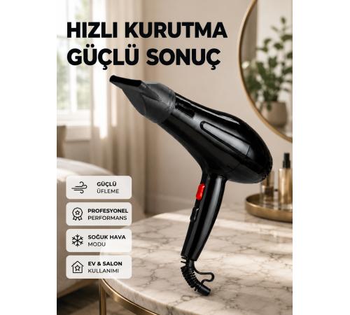 Tüm Saç Tipleri İçin 2200W Güçlü Fön Makinesi
