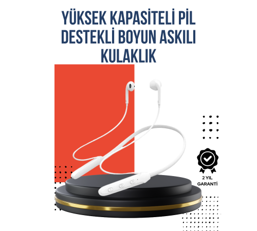 100 Saat Pil Ömrü Boyun Askılı Bluetooth Kablosuz Kulaklık