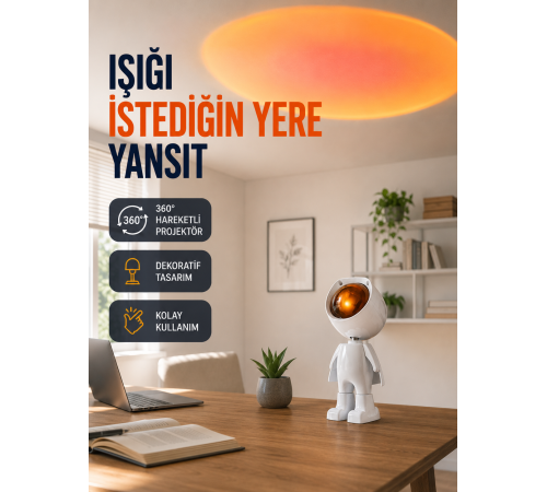 Dekoratif Gün Batımı Işığı – Astronot Figürlü Yeni Nesil