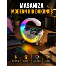 13 Renk Seçenekli Kablosuz Şarj Cihazlı LED Lamba