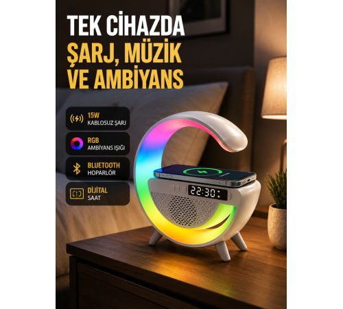 2025 Model 15W Kablosuz Şarjlı Renkli Atmosfer Lambası