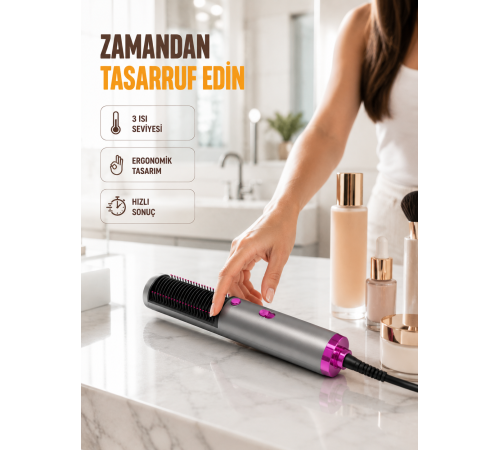 Saç Düzleştirme ve Hacimlendirme Fonksiyonlu Fırça